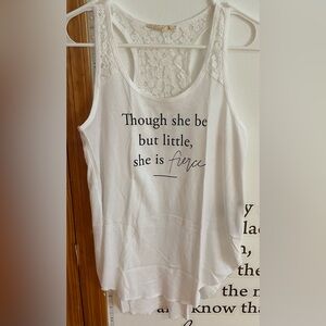 Hollister | White Tank Top w/ Wording & Lace